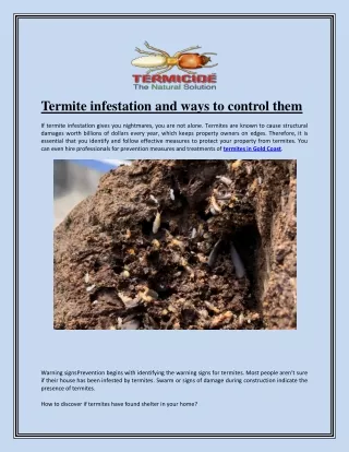 termite infestation and ways to control them