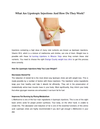 What Are Lipotropic Injections And How Do They Work