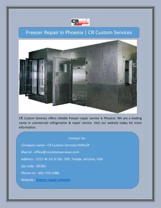 Freezer Repair in Phoenix | CR Custom Services