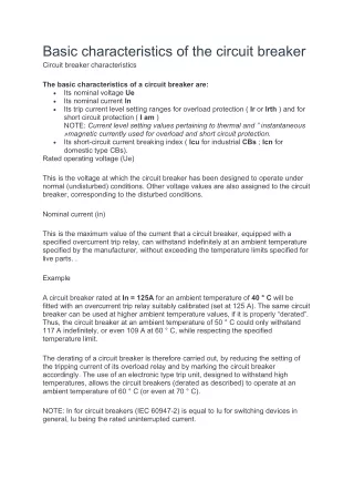 Basic characteristics of the circuit breaker (1)