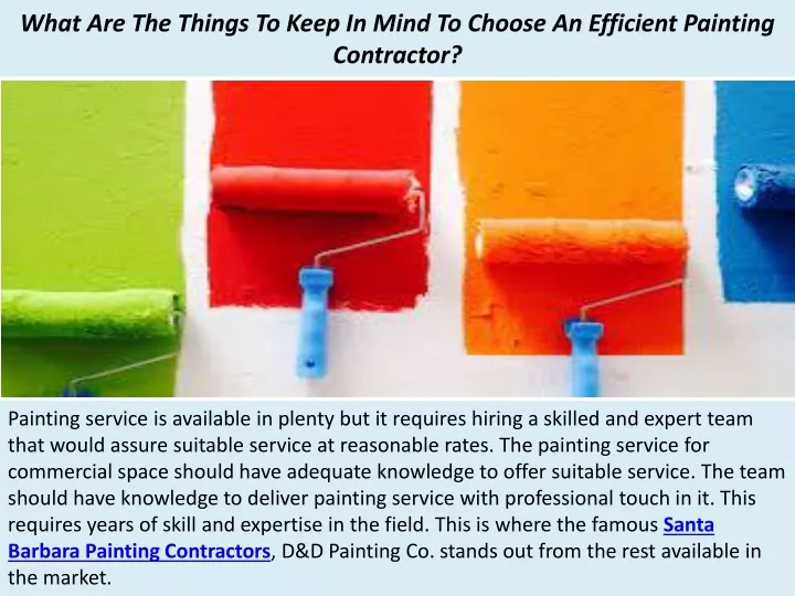 what are the things to keep in mind to choose an efficient painting contractor