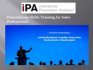Presentations Skills Training for Sales Professionals