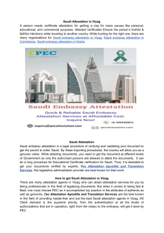 Saudi Embassy Attestation in Vizag