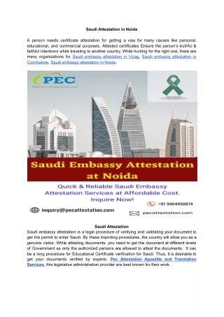 Saudi Embassy Attestation in Noida