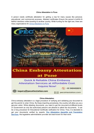 China Attestation in Pune