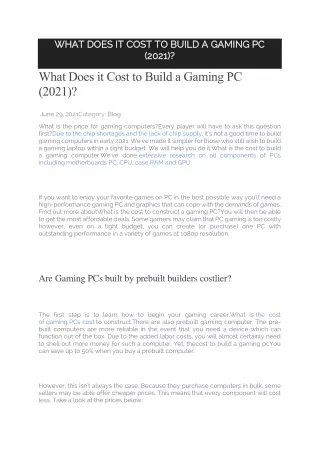 Gaming Pc Full Set Price