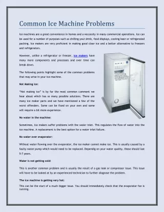 common ice machine problems