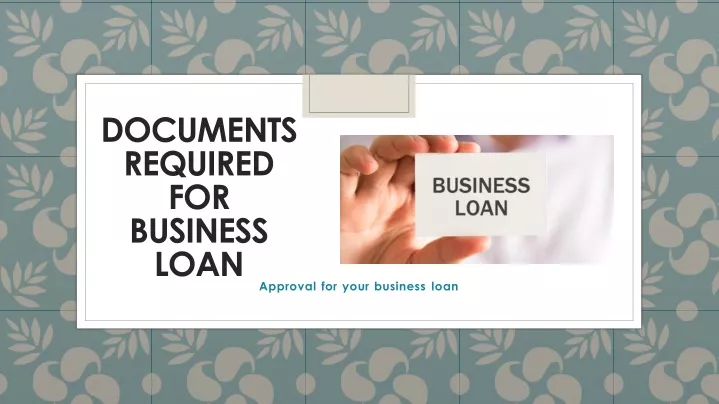 documents required for business loan