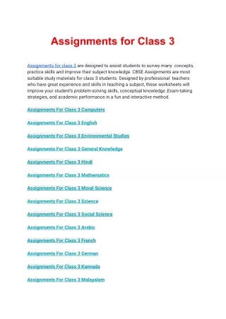 assignments for class 3
