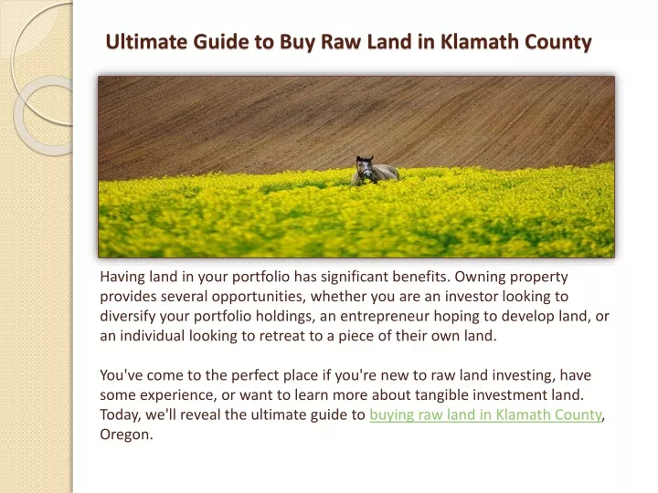 ultimate guide to buy raw land in klamath county