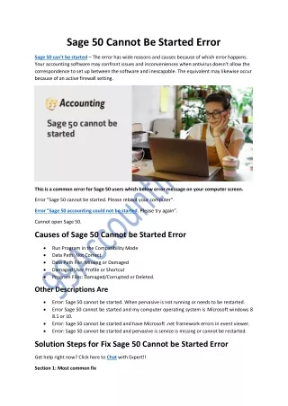 Sage 50 Cannot Be Started Error