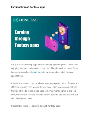 Earning through Fantasy apps