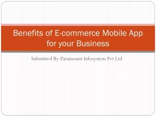 benefits of e commerce mobile app for your business