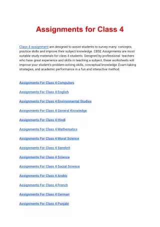 assignments for class 4