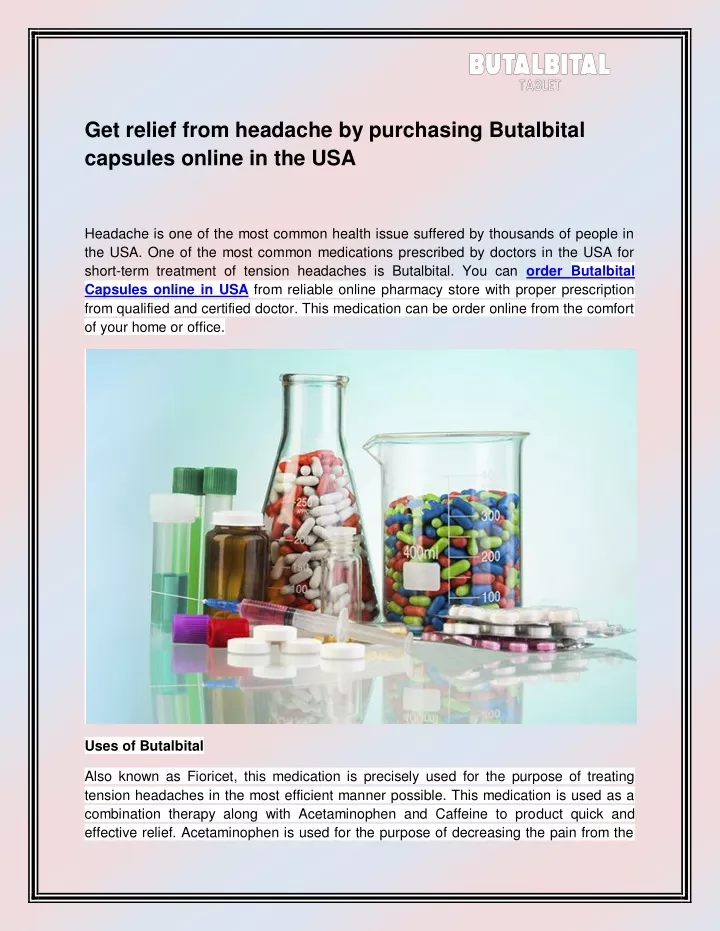 get relief from headache by purchasing butalbital