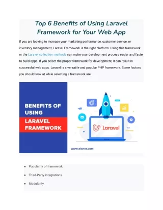 Top 6 Benefits of Using Laravel Framework for Your Web App