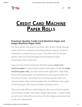 Credit Card Machine Paper _ Swipe Machine Paper Rolls