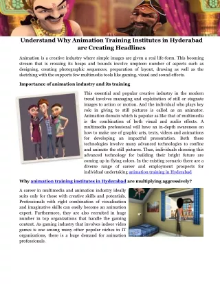 Understand Why Animation Training Institutes in Hyderabad are Creating Headlines