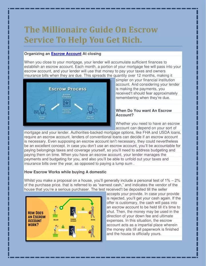 the millionaire guide on escrow service to help