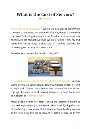 How much does servers cost.Cost of operating the server and also its application