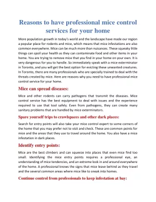 Reasons to have professional mice control services for your home