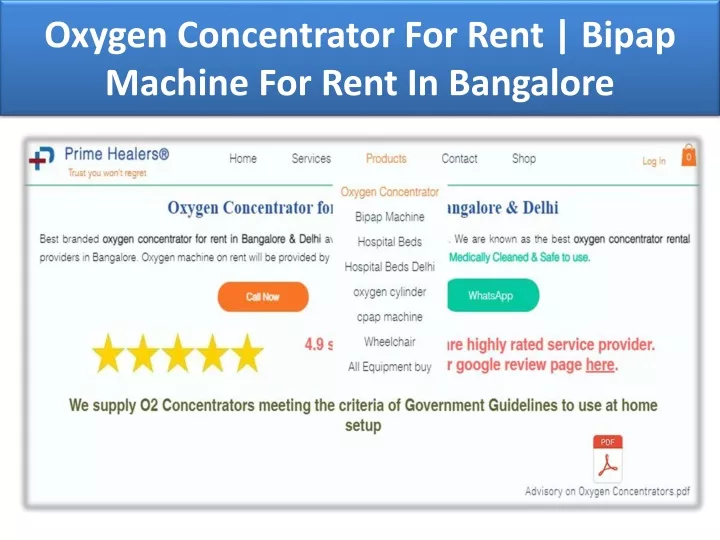 oxygen concentrator for rent bipap machine for rent in bangalore