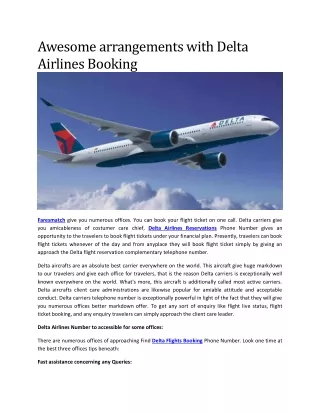 Awesome arrangements with Delta Airlines Booking