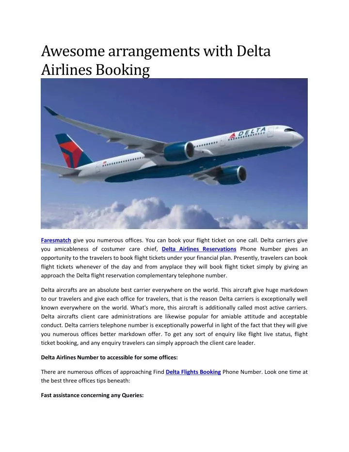 awesome arrangements with delta airlines booking