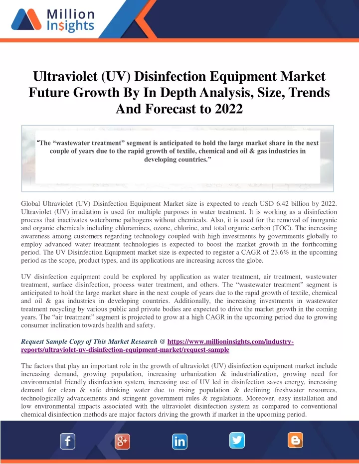 ultraviolet uv disinfection equipment market