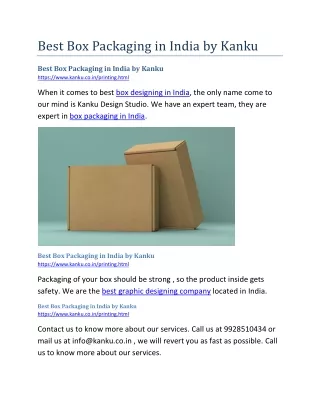 best box packaging in india by kanku