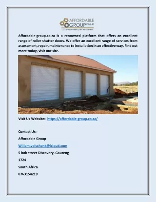 Roller Shutter Doors | Affordable-group.co.za