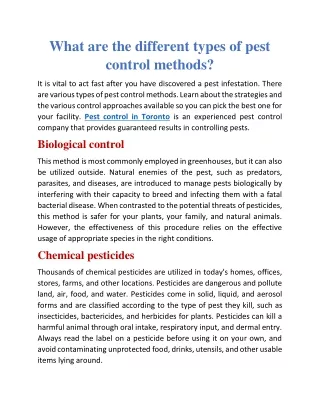 What are the different types of pest control methods