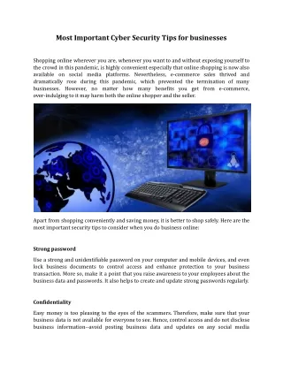 Most Important Cyber Security Tips for businesses