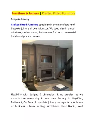 Furniture & Joinery - Crafted Fitted Furniture