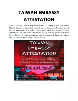 TAIWAN EMBASSY ATTESTATION