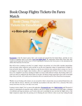 Book Cheap Flights Tickets On FaresMatch