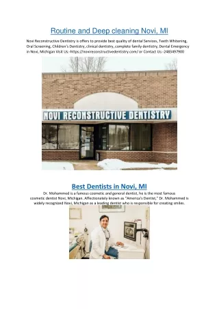 Routine and Deep cleaning Novi, MI