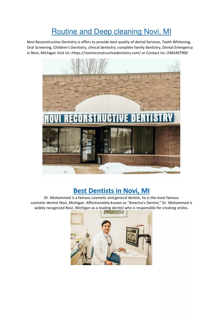 routine and deep cleaning novi mi