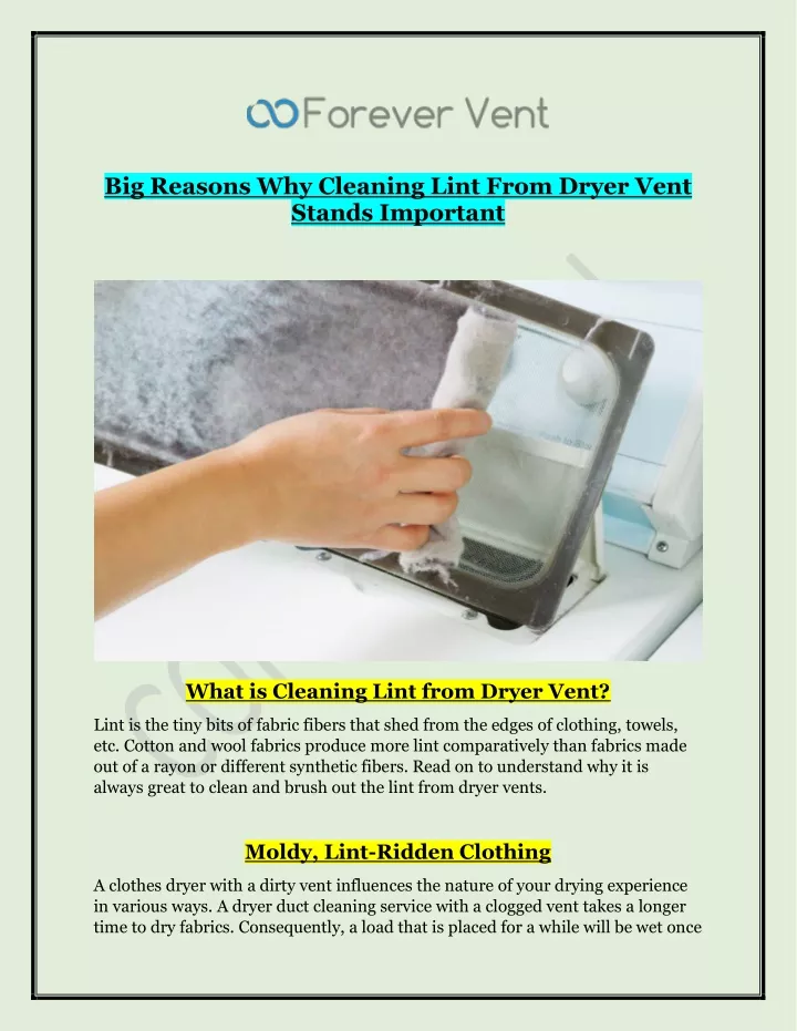 big reasons why cleaning lint from dryer vent
