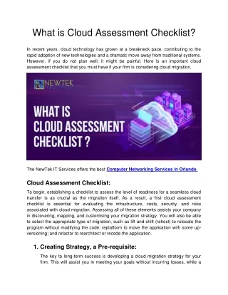 What is Cloud Assessment Checklist?