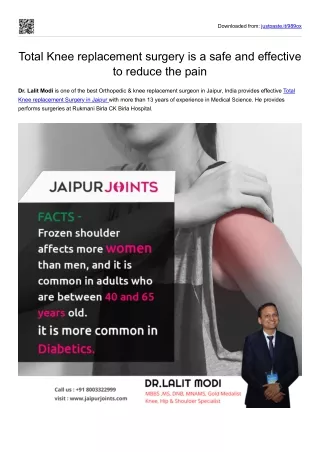 Jaipur Joints: Total Knee replacement surgery in Jaipur.