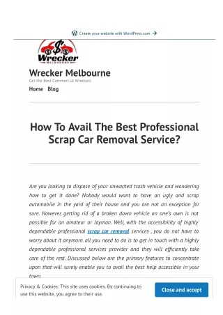 How To Avail The Best Professional Scrap Car Removal Service?