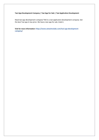 Taxi App Development Company | Taxi App For Sale | Taxi Application Development