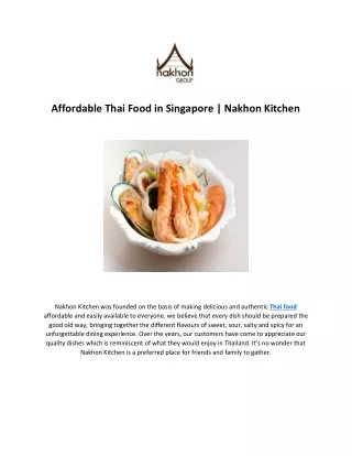 Affordable Thai Food in Singapore | Nakhon Kitchen