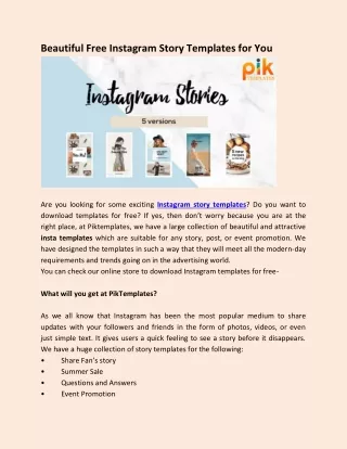 Beautiful Free Instagram Story Templates for You