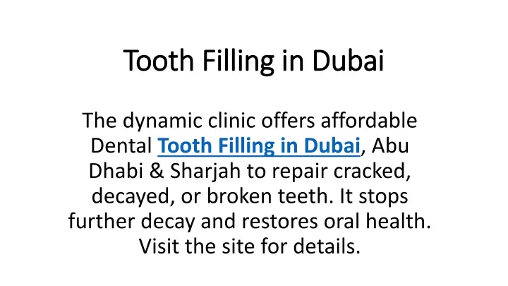 tooth filling in dubai