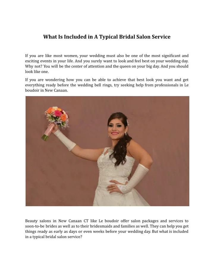 what is included in a typical bridal salon service