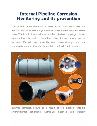 Internal Pipeline Corrosion Monitoring and its prevention