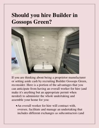 should you hire builder in gossops green