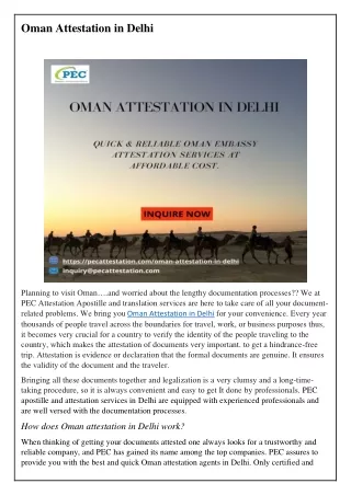 Oman Attestation in Delhi